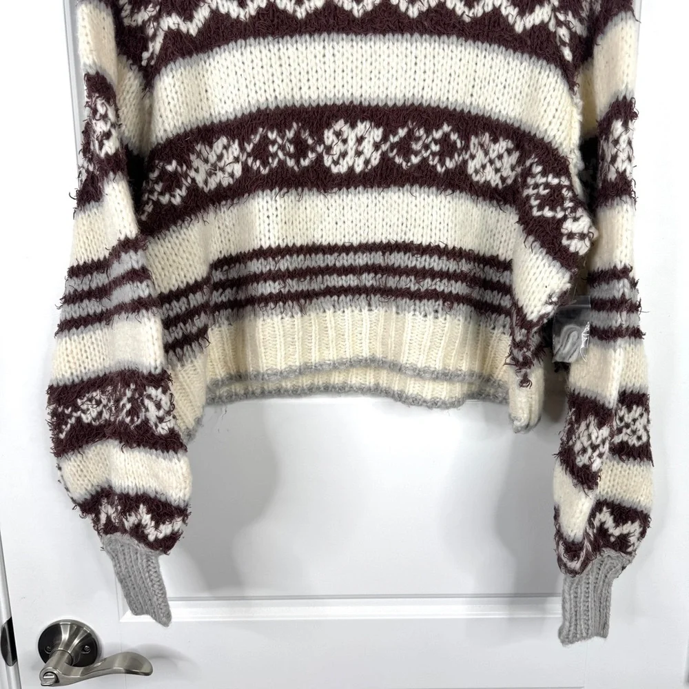 FREE PEOPLE Check Me Out Sweater NEW Winter Fog Size XS